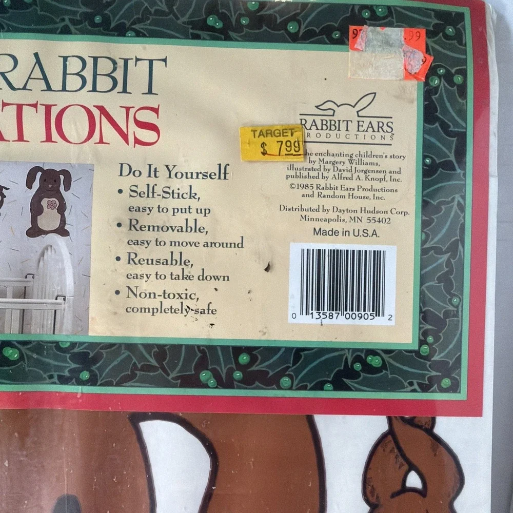 READ Nos VELVETEEN RABBIT Baby Nursery Decorations Stick-ups Stickers 1985 Bunny